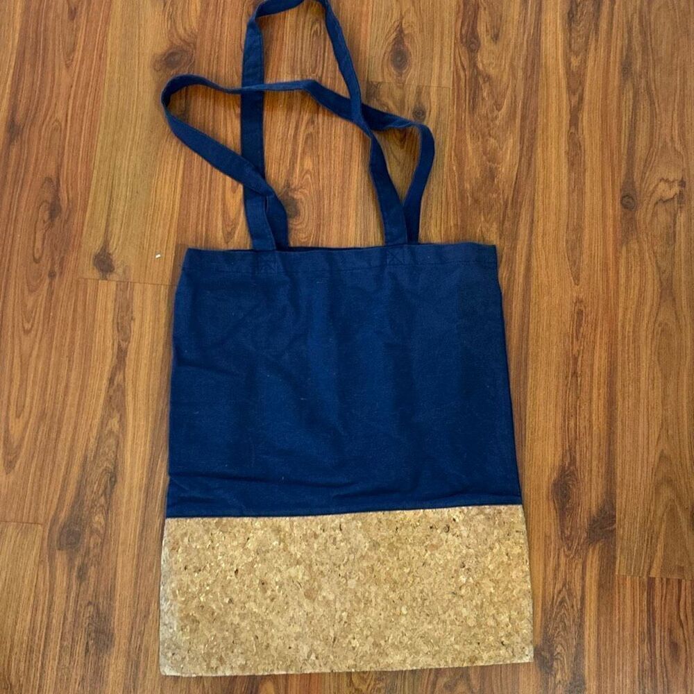 Opal collection blue tan cork tote bag - Picture 3 of 5